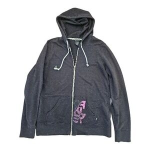 Oakley Zip Up Black Purple Logo Pockets Y2K Cotton Hoodie sz M